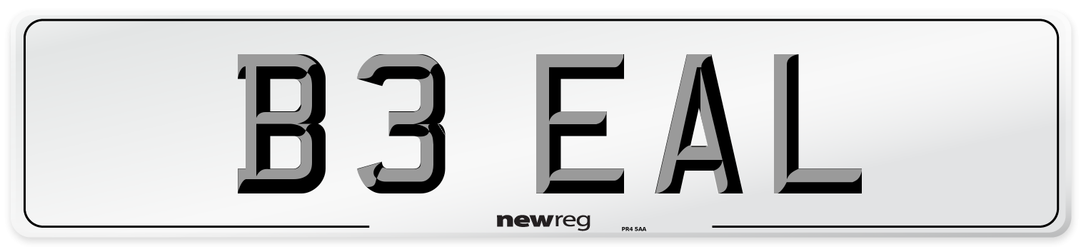B3 EAL Number Plate from New Reg
